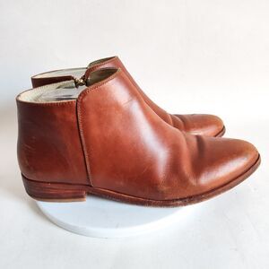 Nisolo Lana Tan Distressed Leather Sole Ankle Boots Boho Booties Size 9 Preppy